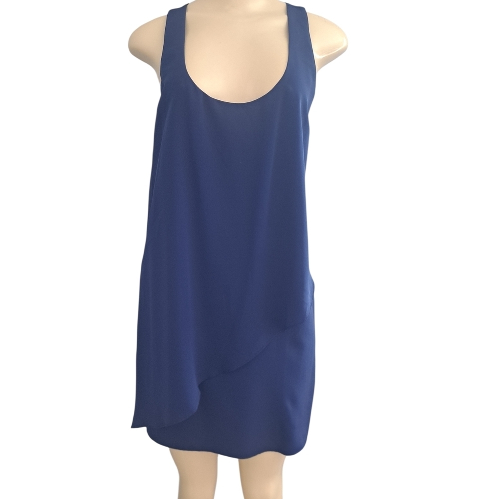 Petty Coat Alley Sleeveless Layered Shift Dress Navy Blue Size S